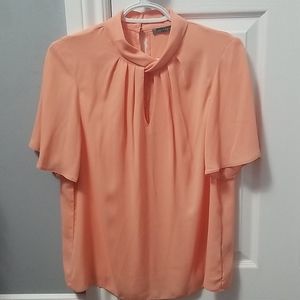 Flutter sleeve twist neck chiffon blouse